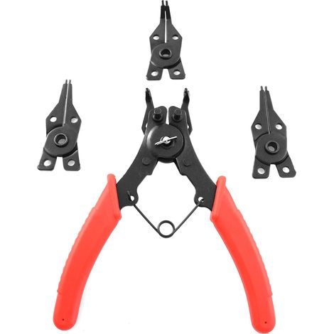 Pince annulaire 4 en 1 pour la réparation automobile et moteur, tête de mâchoire interchangeable à 45, 90 et 180 degrés, outil de maintien d'embrayage de compresseur de climatisation (1/3)