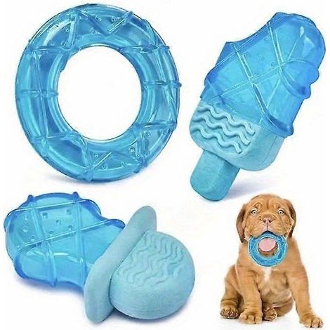 Hundekauspielzeug-Set, 3-teilig, Eis am Stiel in Form von blauen Donuts und Schnullern, Zahnpflege und Linderung von Zahnungsbeschwerden für Welpen und erwachsene Hunde aller Rassen (1/5)