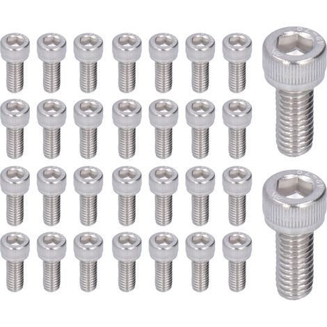 Set 30 vis hexagonales inox A2-70 6x30mm, boulons tête hexagonale, fixation acier inoxydable, visserie résistante à la corrosion. (1/5)