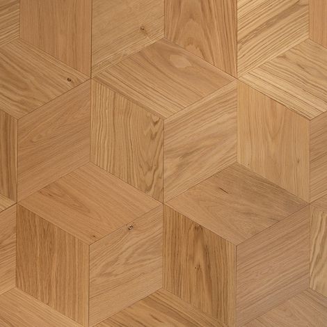 Naturasol – Parquet contrecollé chêne losange 3D finition verni brossé – Dimensions 39cm x 39cm – Épaisseur 15mm – Usage professionnel
