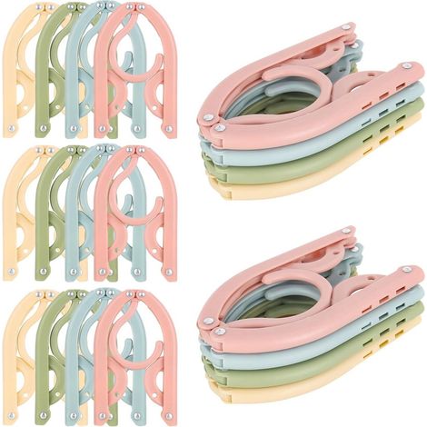 Lot de 12 cintres - Cintres pliables - Antidérapants - Cintres pour manteaux et pantalons - Cintres de voyage - Durables et portables - Sans rails - En plastique - Rangement pour chambre - Accessoires (1/5)