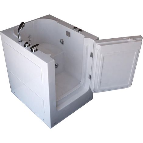 Baignoire balnéo avec porte pour seniors 93 x 83 x h100 cm – 4 buses balnéo – Douche multifonction – Robinet cascade – Eliteshopping (1/5)