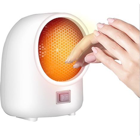 Mini portable electric heater, 400 watts, two fan speeds, heats up in 3 seconds, suitable for home use.