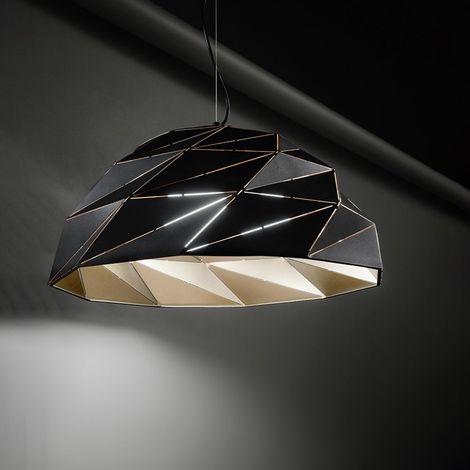 Lampadario Contemporaneo Tilt Metallo Oro Nero 3 Luci E27 (1/2)