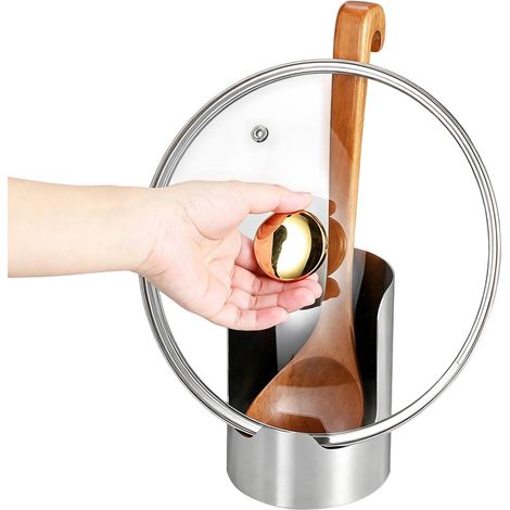 Porte-Couvercle Pendant La Cuisson Multifonction Vertical En Acier Repose-Cuillère Avec Porte-Couvercle Pour Maison Restaurant Appartement Camping-Car Camping Planche À (1/5)