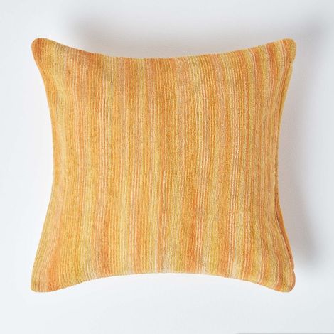 HOMESCAPES Housse de coussin en tissu chenille Orange clair, 45 x 45 cm