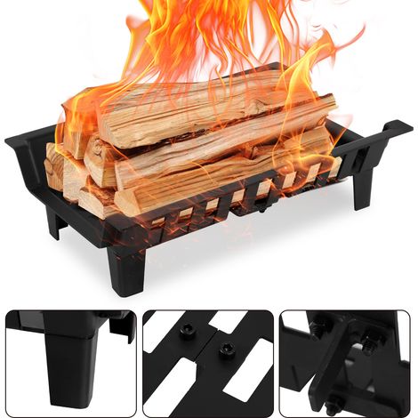 Jiubiaz Parrilla para leña de chimenea de acero, trapezoidal perforada, montaje en 2 piezas, 46 × 31 × 13 cm, 50 kg, 1 unidad" (1/5)