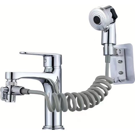 Douche universelle pour lavabo, installation facile avec bioadhésif, compacte et pratique. (1/4)