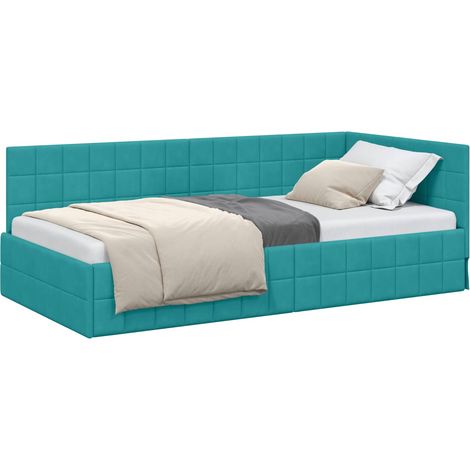 Maison Exclusive - Cornice del letto ad angolo Turchese 90 cm x 190 cm Velluto