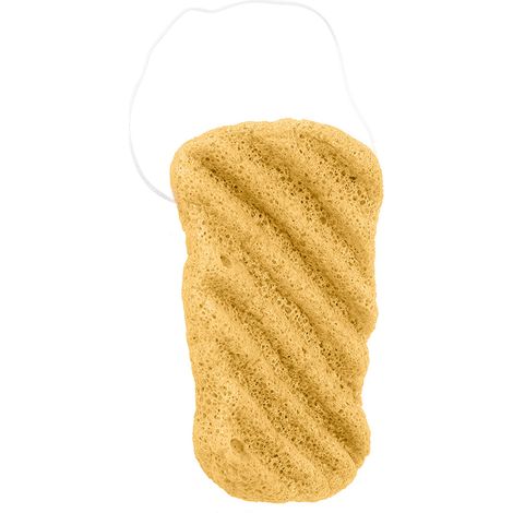 Éponge naturelle konjac 05 grand format, visage et corps, soin doux, forme ondulée longue, sèche, nettoyant exfoliant. (1/5)