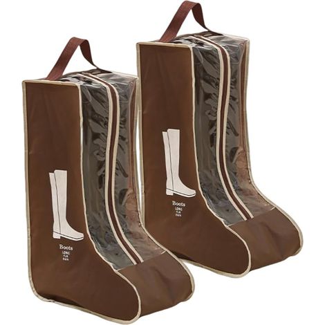 Zweiteiliges Set aus tragbarer Aufbewahrungstasche, Schuhüberzügen und Reiseorganizer, braun, Maße: 22 x 28 x 48 cm