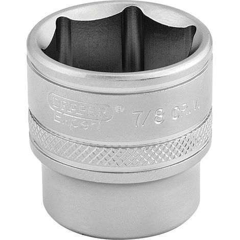 Draper 3/8 Inch Square Drive 6-Point Imperial Socket (7/8 Inch) Micro Satin Chrome, Model 16576 (1/5)
