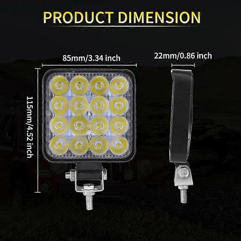 Auxtings 1-10PCS Projecteur de travail LED 18W 42W 48W Spot 12V 24V pour moto, camion, bateau, tracteur, remorque tout-terrain, 1 pièce 3,3 pouces 48W (1/5)