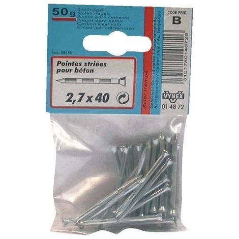 Gerader Betonstahl Spitze 2,7x40 50g Sc - Vynex