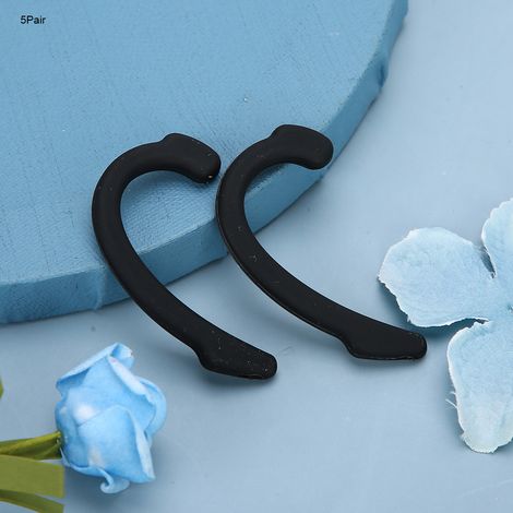 5 Paires de Crochets d'Oreille en Silicone pour Masque, Confortables et Anti-Dérapant, Réutilisables (Noir) (1/5)