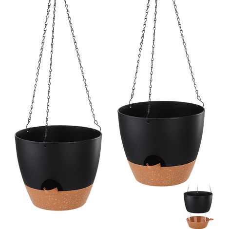 1 Jardinière suspendue,arrosage automatique,polypropylène,soucoupe amovible,indicateur niveau,intérieur extérieur (1/5)