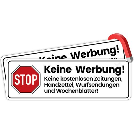 Lot de 5 panneaux magnétiques avec inscription « Keine Werbung » - Résistant aux intempéries et réutilisable - Sans colle - Forte adhérence - Pas d'autocollant - Panneau anti-publicité pour boîte aux (1/5)