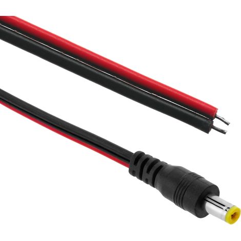 BeMatik - DC terminaux 5.5x2.1mm jack câble d'alimentation 22AWG Mâle 30cm avec intérieur jaune (1/5)