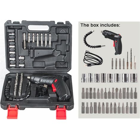 47-teiliges Akku-Schraubendreher-Set, 3,6 V, Akku-Bohrschrauber-Set, tragbares Reparaturwerkzeug