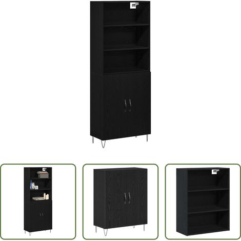 vidaXL Buffet salle à manger - Haut Armoire 2 pcs Chêne noir Bois d'ingénierie (1/5)