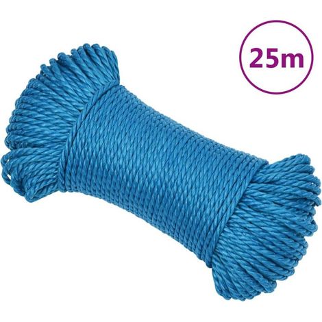 Corde de travail bleue, 8 mm, 25 m, polypropylène (1/5)