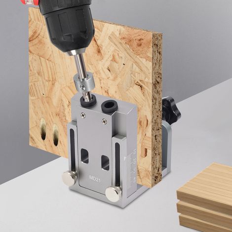 Jig Holzbearbeitung Bohrschablone Bohrlehre 12-45mm Taschenloch Bohrvorrichtung (1/5)