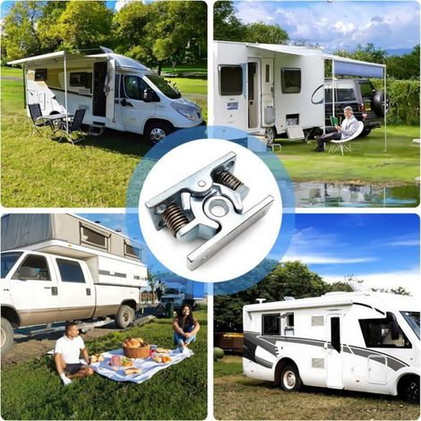 2 Pièces Bloc Porte Caravane, Alliage Zinc Arret de Porte, Caravane Camping Car Accessoires, Bloque Porte à Ressort pour Jardin (1/5)