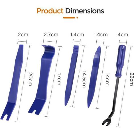 Outil Demontage Garniture Voiture 5 Pièces, Outil Demontage Garniture Voiture, Kit Demontage Plastique Voiture (Bleu) (1/4)