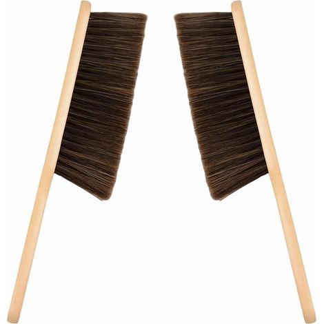 Set of 2 Soft Bristle Dust Brush with Wooden Handle Cleaning Brush for Counter Bed Sofa Car Fireplace  Brosse de Nettoyage pour Comptoir Lit Canapé Voiture Cheminée (1/5)