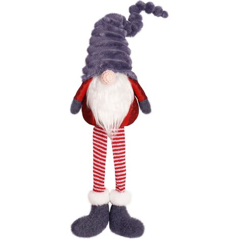 Gnome - Plush Christmas Ornament - Handmade Faceless Dwarf Decor - For Tree Shelf Wall - 58 Cm Tall - 1 Piece (1/5)
