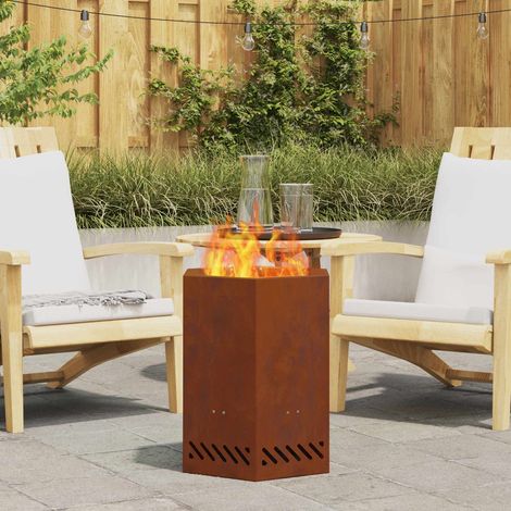 Rauchfreier Feuerkorb Braun 38 x 38 x 51 cm Wetterfeststahl
