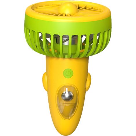 Ventilador portátil recargable por USB de 1200 mAh, mini ventilador de bolsillo de 3 velocidades, manos libres, ideal para el hogar, la oficina, acampar, viajar y practicar deportes. Amarillo y verde.