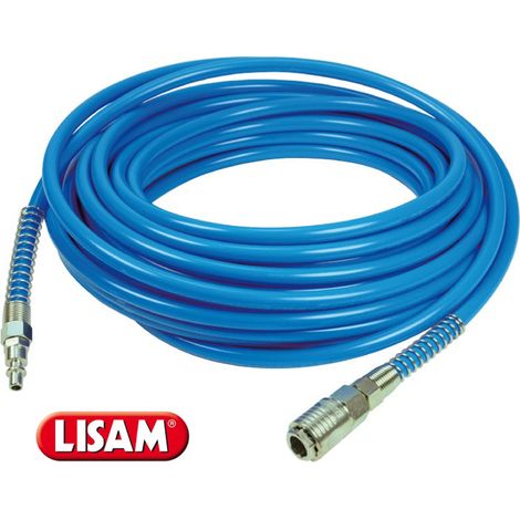 TUBO ARIA COMPRESSA FLESSIBILE COMPRESSORE 25m RACCORDO RAPIDO LISAM
