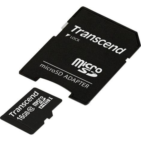 SD microSD Card 16GB Transcend SDHC Class10 wadapter (1/4)