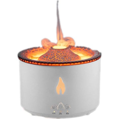 Volcano Diffuseur D'arômes, Diffuseur D'huiles Essentielles à Flamme, Humidificateur de Chambre avec Lumière LED à Flamme Froide et Atomisation Délicate pour le Bureau et le Salon (1/5)