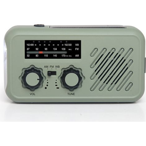 Tragbares Notfallradio, FM/AM-Notfallradio mit Solaraufladung, Handkurbel-Dynamo-Radios mit Taschenlampe, LED-Leselampe, 2000 mAh Powerbank, SOS-Alarm, Outdoor-Camping