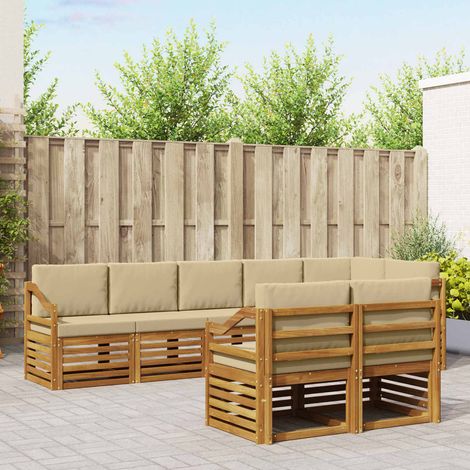 vidaXL Sofagarnituren 8 pcs Natur und Beige Massivholz Akazie (1/5)