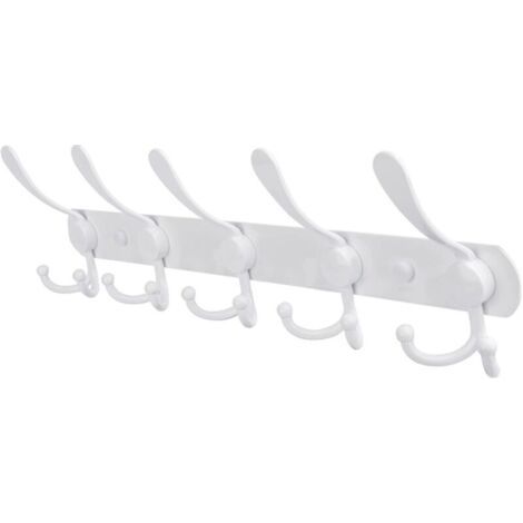 Porte-manteaux mural en acier inoxydable, support mural pour vêtements, chapeaux et serviettes – design minimaliste blanc, idéal pour chambre, entrée, salle de bain et bureau (1/5)