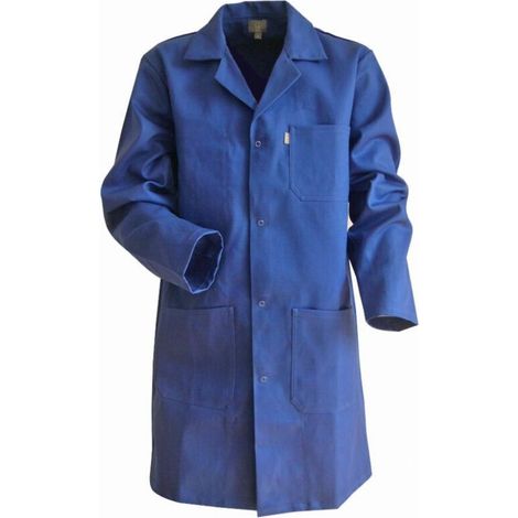 – Blouse de travail taille 4 – Fermeture à boutons – 4 poches – 100% coton sergé 245g/m² – Couleur bleu bugatti (1/2)