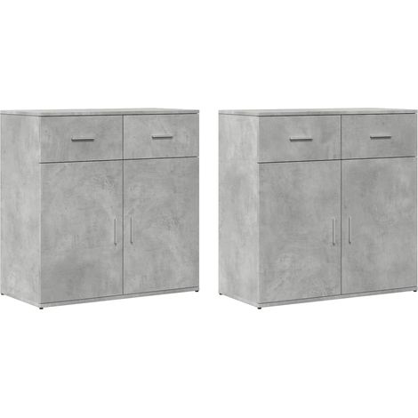 Credenza buffet cassettiera mobile contenitore organizer cucina soggiorno soggiorni set da 2 79 x 38 x 80 cm derivati del legno grigio 020036868