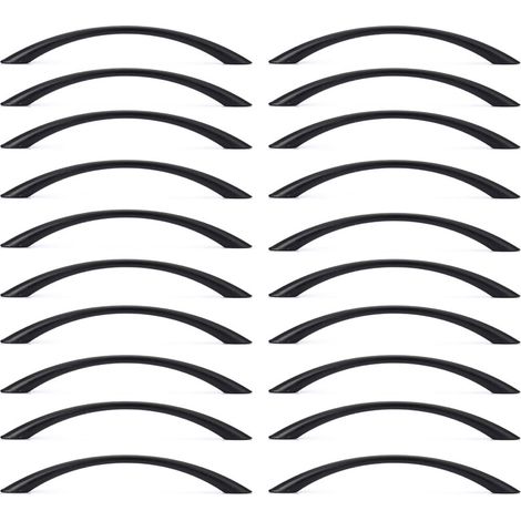 Tiradores para muebles, distancia entre centros de 128 mm, aleación de zinc, negro mate, 20 unidades por paquete. (1/4)