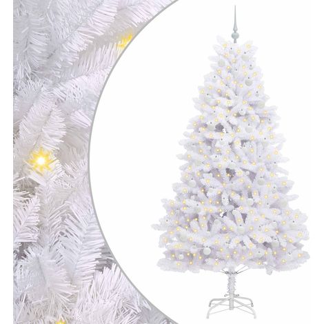 Künstlicher klappbarer Weihnachtsbaum Weiß 210 cm PVC und Stahl vidaXL