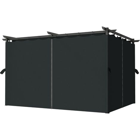 Pergola rétractable 4x3m Pergola Aluminium métal avec Rideau et Toit Coulissantepolyester 180g/m² gris foncé (1/5)