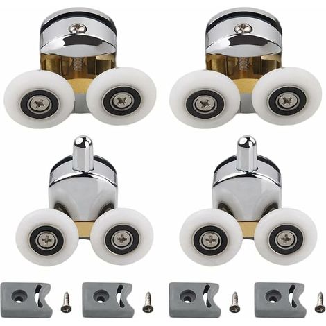 Shower Door Rollers, Plastic Door Wheels, for 4-6mm DIY Glass, 23mm Dia (2 Upper and 2 Lower Rollers) (23mm) (1/5)