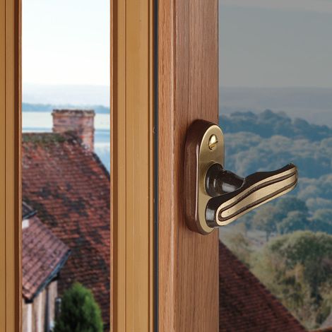 Ouvre&Déco – Poignée de fenêtre crémone laiton doré patiné – Ergonomique en 'T' – Vernis haute résistance – Pour portes intérieures (1/5)