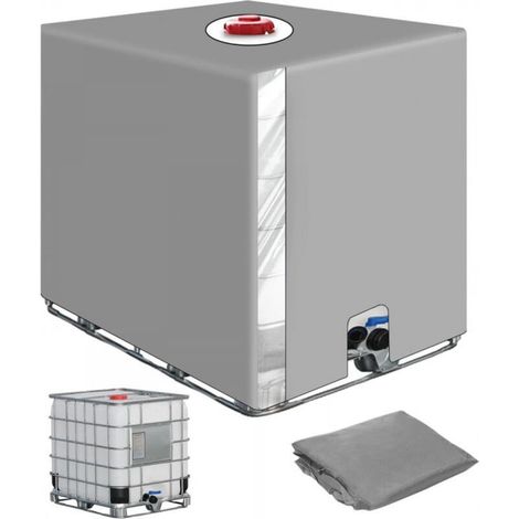 Couvercle de protection pour cuve IBC 1 000 litres, avec film transparent, gris (116 x 100 x 120 cm) (1/5)