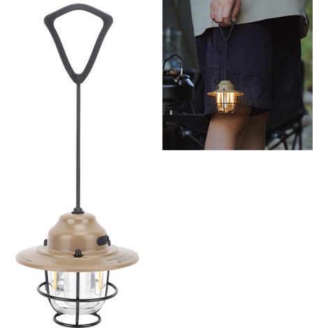 Lampe de camping en forme de pomme de pin, lumière d'ambiance étanche à LED haute autonomie, veilleuse rétro couleur sable (1/5)