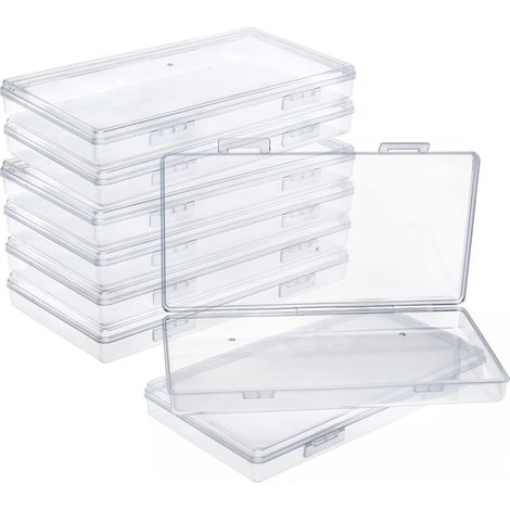Lot de 8 Boite de Rangement Plastique Transparent avec Couvercle, pour Perles, Bijoux, Artisanat, 19,5 x 10,5 x 2,3 cm