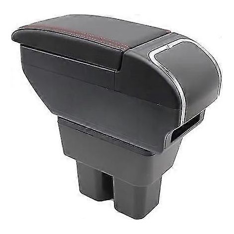 Superbe boîte de rangement double couche pour accoudoir de Suzuki Jimny 2019-2023, boîte de rangement pour console centrale avec porte-gobelet, accessoire d'accoudoir, noir (noir avec surpiqûres rouge (1/5)