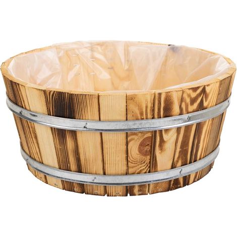 Cesto de madera y cuerda marrón d34,5x15 (1/5)